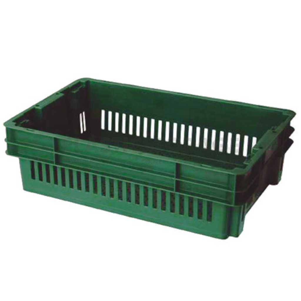 26L Stackable And Nesting Vented Crate Base Green