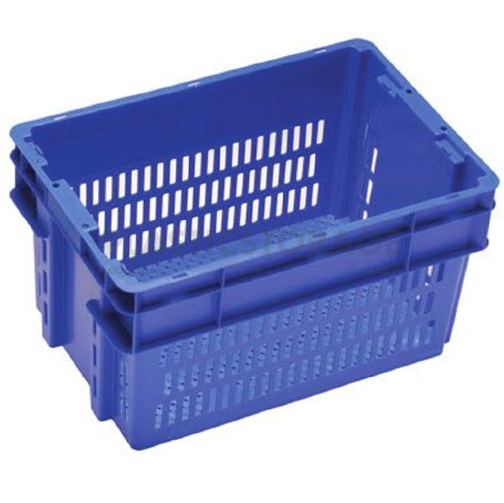 52L Stackable And Nesting Vented Crate Base Blue